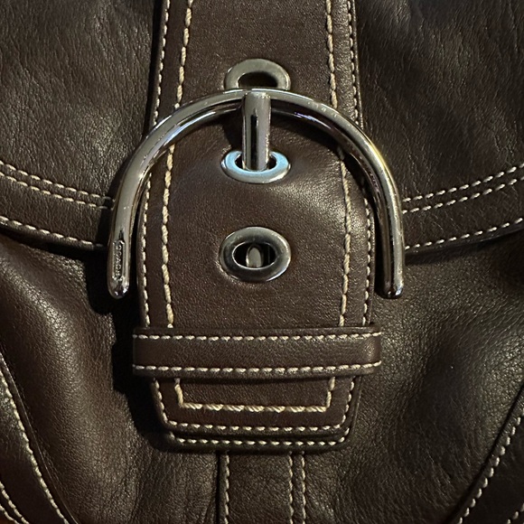 Vintage Coach Soho Flap Chocolate Brown Leather Shoulder Bag w Silver Hardware - Picture 8 of 16